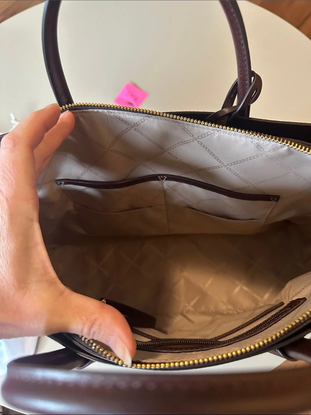 Michael Kors Burgundy Leather Satchel with Gold Hardware